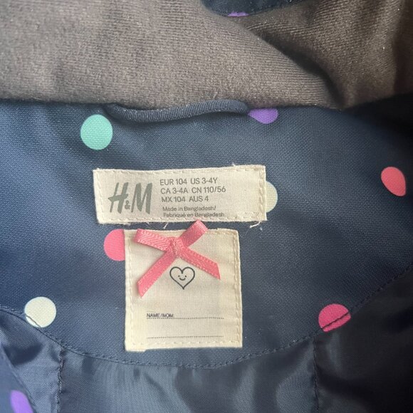 H&M Girls Navy PolkaDot One-Piece Snowsuit - Picture 2 of 7